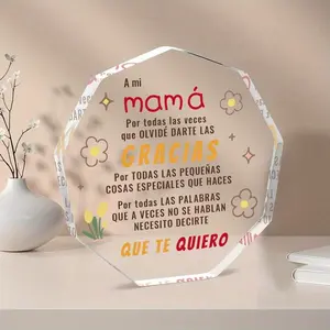Acrylic Decorative Signs Plaques for Mom - Spanish Gift for Mother with "Dia de la Madre Regalos" Theme - Flowers Pastel Signage Customized Light 1Pc