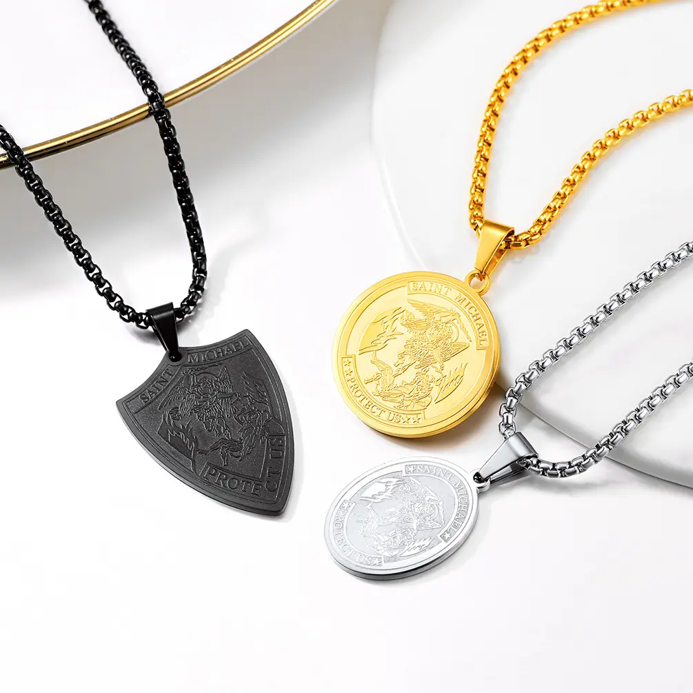 FatihHeart the Archangel Necklace Catholic Saint Pendant Necklace Stainless Steel FatihHeart the Archangel Necklace Catholic Saint Pendant Necklace Stainless Steel