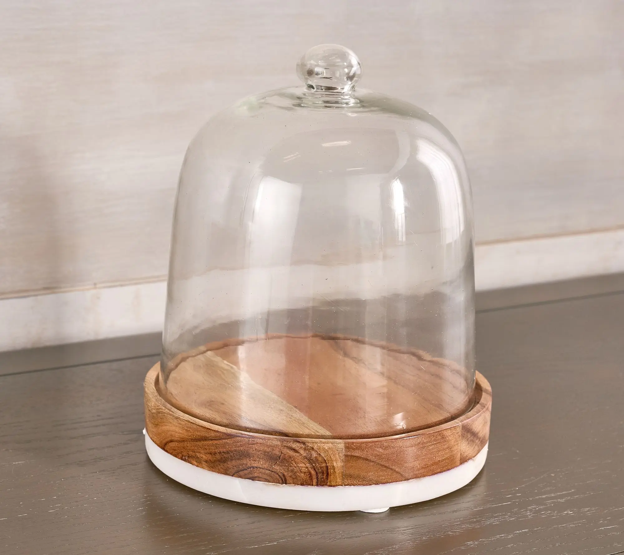 Primrose Hill 9" Marble and Wood Base Glass Cloche Primrose Hill 9" Marble and Wood Base Glass Cloche