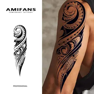 AMIFANS Temporary Tattoo Polynesian Tribal, Semi Permanent Tattoo,Lasting 1-2 Weeks Tattoo, Long Lasting Tattoo, Juice Tattoo, Realistic Tattoo, Romantic Tattoo, Fake Tattoo, Waterproof, Authentic Tattoo Look, Niche Design Tattoo, Fruit Tattoo