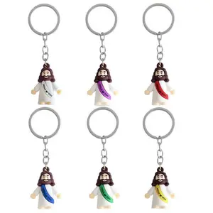 6 Piece Set Jesus Statue Keychains, Colorful Miniature Figurines for Hide-And-Seek Games, Easter Egg Filler Religious Gifts, Keychain Surprise Collectibles