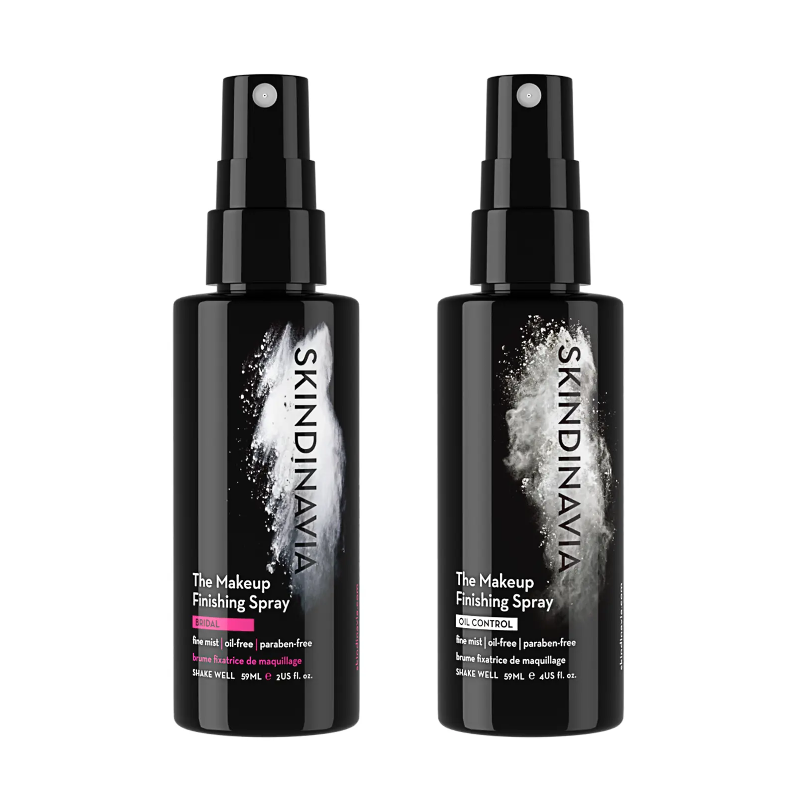 Skindinavia Longwear Setting Spray & Finishing Mist 2 Pack Bundle - Oil Control & Bridal Formulas for a Flawless, Smudge-Proof Cosmetic Finish on All Skin Types