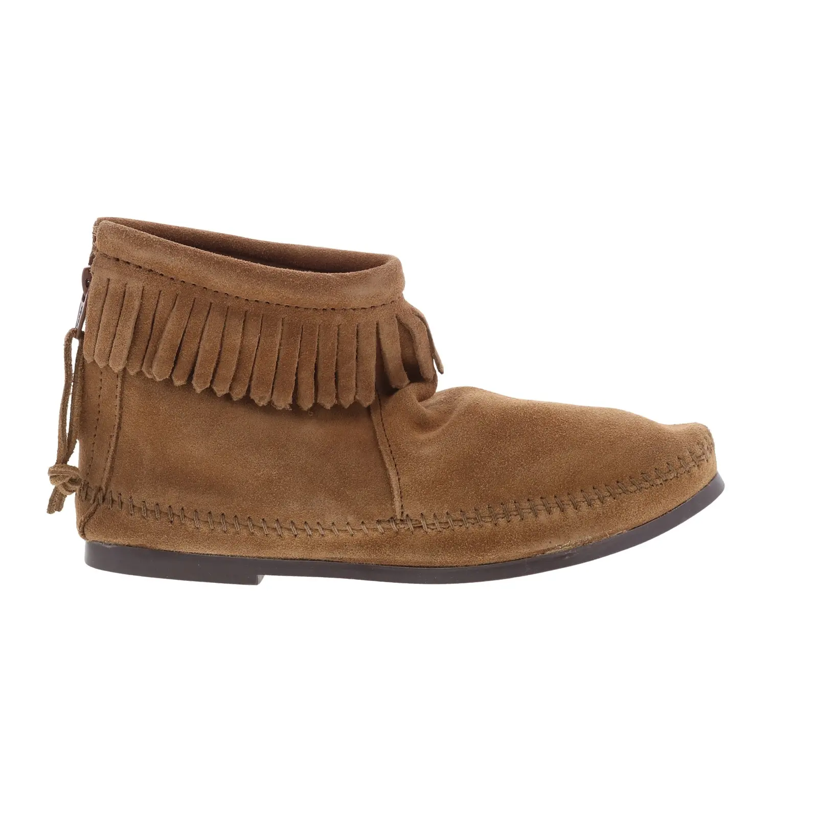 Minnetonka Back Zip Hardsole Boot 283 Womens Brown Ankle & Booties Boots