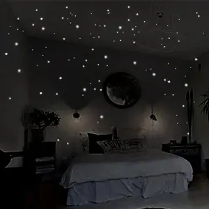 Luminous Dot Wall Stickers, Ceiling Starry Sky Top, Luminous Star Wall Stickers, Creative Room Decor, Fluorescent Design, Decorative Wall Sticker, Glow in the Dark
