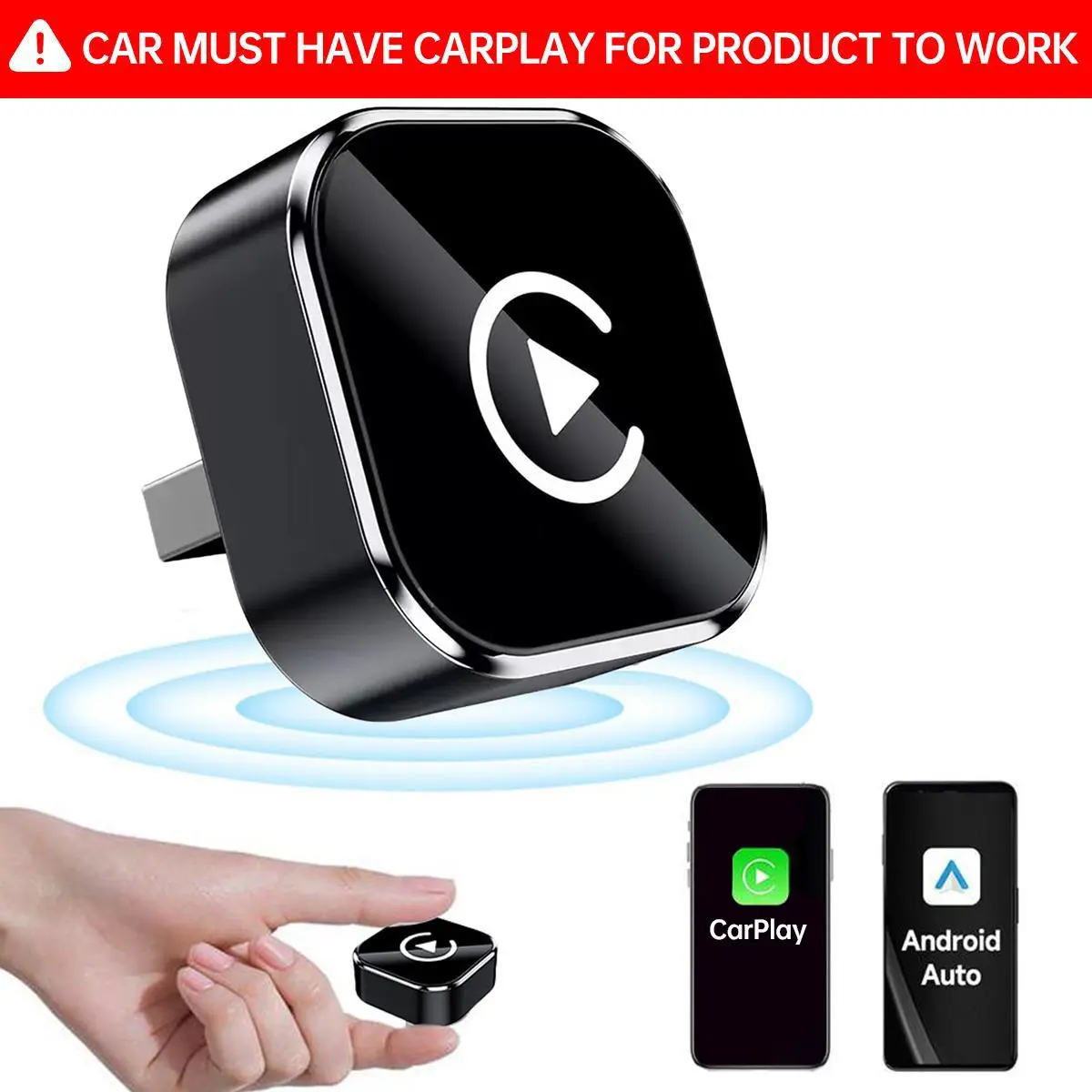 Mini Wireless Apple CarPlay Adapter, for both Apple and Android,converts wired to wireless, suitable for factory wired CarPlay cars from 2016+