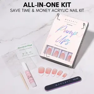【Classic model】Makartt  Acrylic French Press On Nails Kit with Nail Glue Stick Adhesive Tabs Mini File Manicure for Nail Art Salon alentine Gift for Women Girl Girl