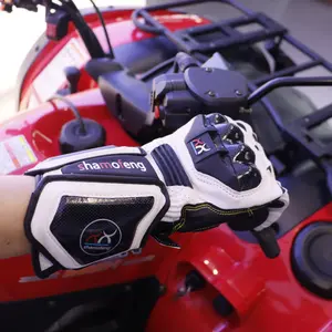 Shamofeng Leather Motorcycle Gloves for Men and Women,Powersports Carbon Fiber Knuckle Protection Motorbike Gloves