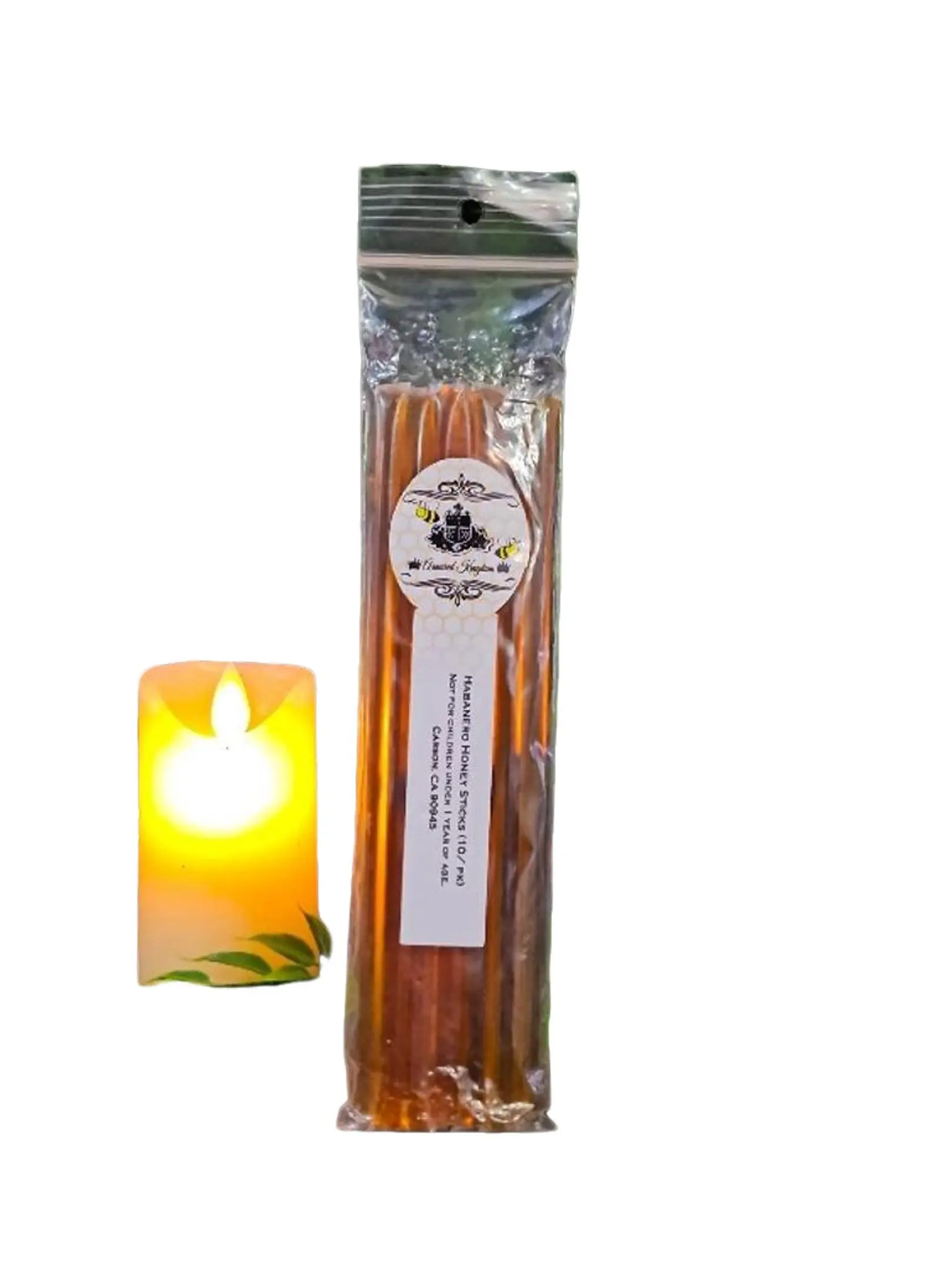 The Armored Kingdom Habanero Honeysticks 10-Pack - Certified Organic, Kosher Safe, Low Calorie, Natural Raw Honey, Habanero Pepper Flavor, Caffeine Free Sweet Travel Snack (US)
