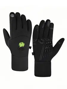 1pc with  Purple Green Frog Skateboard Design  winter gloves sports gloves Touch Screen Soft Touch Outdoor Sports full finger gloves for men women Warmest Christmas gifts