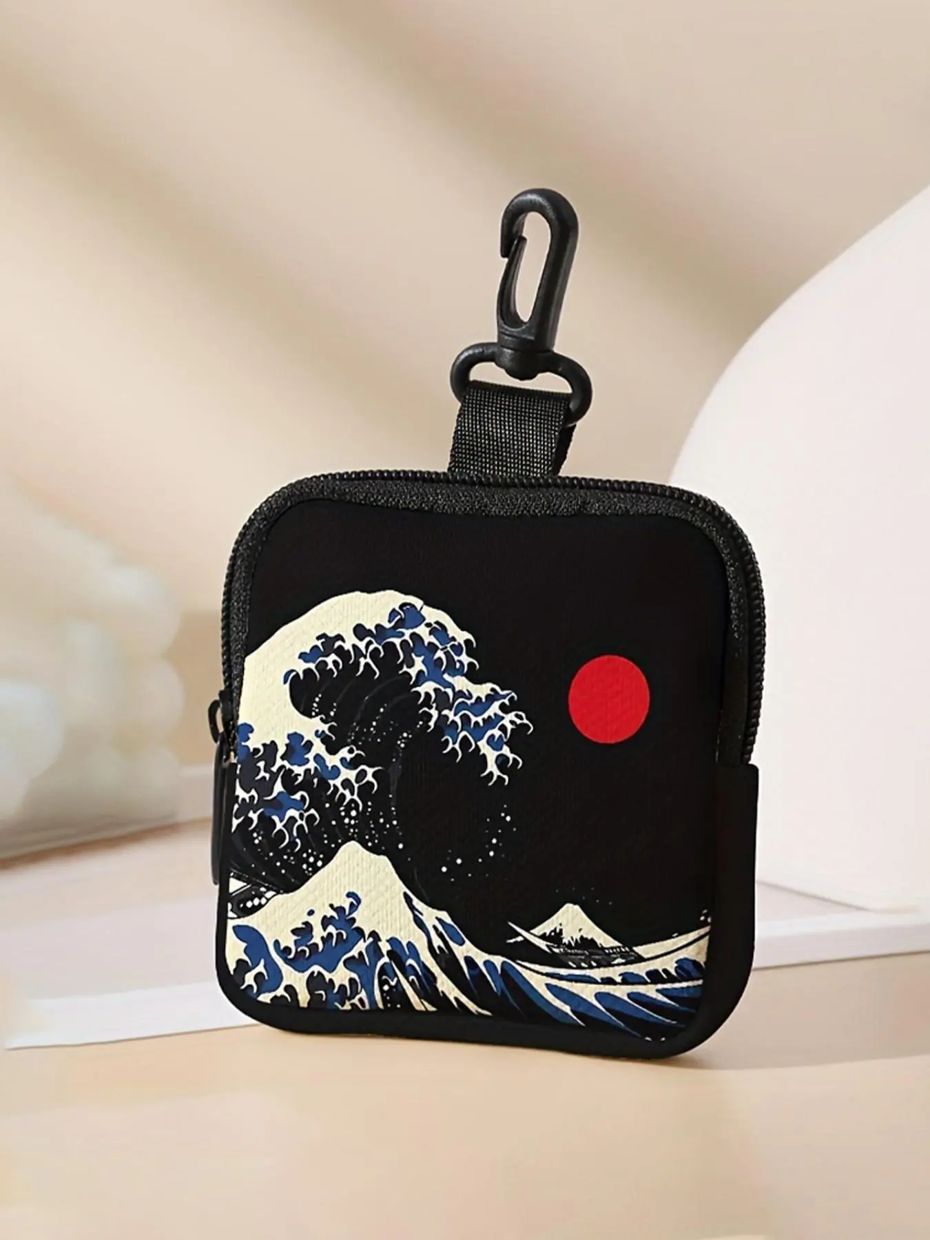 Wave Pattern Coin Purse, Multi-functional Storage Wallet, Durable Polyester Coin Purse, Multi-functional Key Card Holder Storage Bag, Ideal Gift, Zipper Wallet Design, Money Pouch, Coin Pocket, Portable Coin Purse