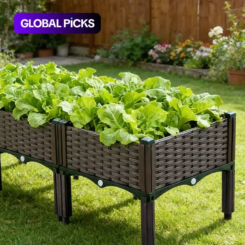 Durable Plastic Elevated Planter Box, Portable Outdoor Garden Planter Container, Ideal Balcony Gardening Vessel for Growing Vegetables #GLOBAL PICKS