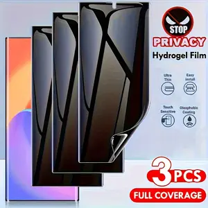 3pcs Privacy Protection, Anti-Spy, Protective Cellphone Smartphone Screen Protector for Galaxy S25/S25+/S25 Ultra, Hydrogel Film with Full Coverage Soft Cover for S24/S24+/S24 Ultra, S23 Ultra/S23, S22/S22 Ultra/S21/S21 Ultra/S20/S20+, Note 20/20 Ultra