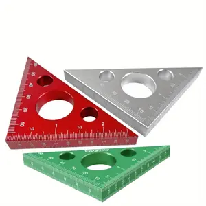 45 & 90 Degree Triangle Ruler, Triangular Aluminum Alloy Triangle Ruler with Imperial and Metric Scales, Height Measuring Tool for Woodworking Workshop Table