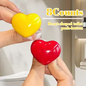 8 Counts Toilet Button Pusher, Heart-Designed Toilet Flush Button Extenders，Push Rod Aids to Protect Long Nails and Ensure Hygiene