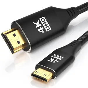 Mini HDMI to HDMI Cable 5FT, [Aluminum Shell, Braided] High Speed 4K 60Hz HDMI 2.0 Cord, Compatible with Camera, Camcorder, Tablet and Graphics/Video Card, Laptop, Raspberry Pi Zero W