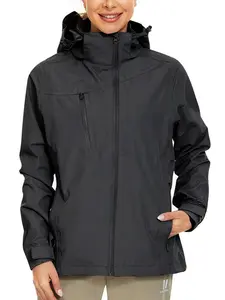 Women's Waterproof Breathable Fleece Jacket, 10000mm H2o Rainproof Windproof Warm Outdoor Sports Coat, Three-Layer Composite Fabric, Athletic Outerwear