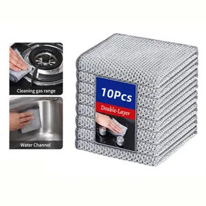 10pc Double Layer Metal Wire Cleaning Cloth, Multi-Purpose Kitchen Scrub Cloth, Dishwashing Cloth, Ultra-Fine Fiber Dish and Sink Cleaner