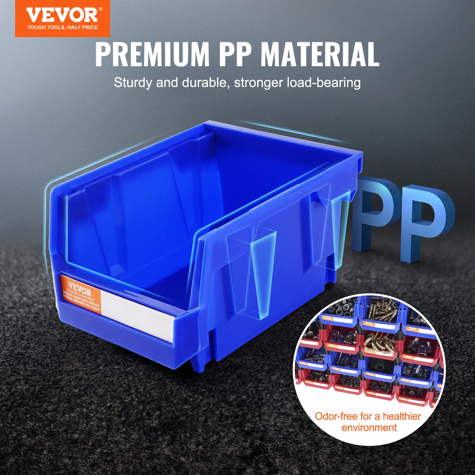 【summerfinds】VEVOR Plastic Storage Bin, (5-Inch x 4-Inch x 3-Inch), Hanging Stackable Storage Organizer Bin, Blue/Red, 24-Pack, Heavy Duty Stacking Containers for Closet, Kitchen, Office, or Pantry Organization Boxes Laundry