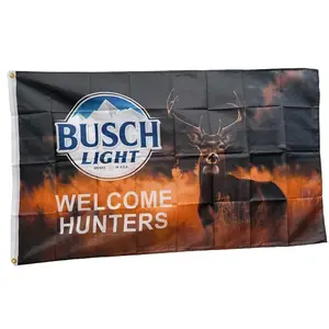 Buuuuuusch Light Beer Welcome Hunters Hunting Outdoor Deer 3x5 Ft Flag Banner Bar Decor