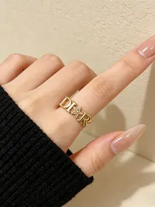 Letter Rhinestone Star Closed Ring, Luxury High-End Design, Unique Fashion Jewelry, Perfect for Commute and Dates