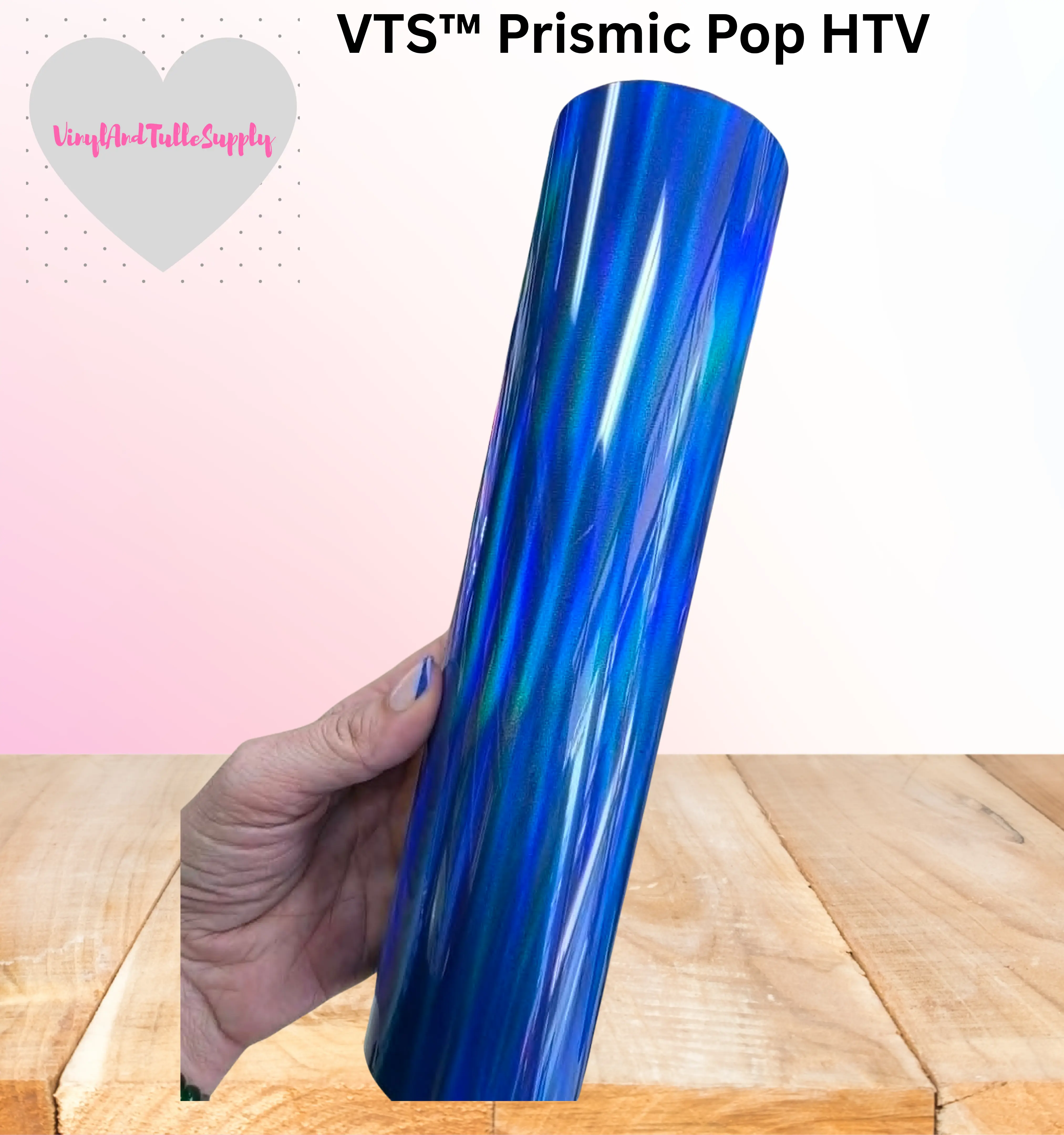 VTS™ Prismatic Polyurethane HTV Film, 3D Holographic Heat Transfer Vinyl - Royal Blue for DIY Specialty Supplies