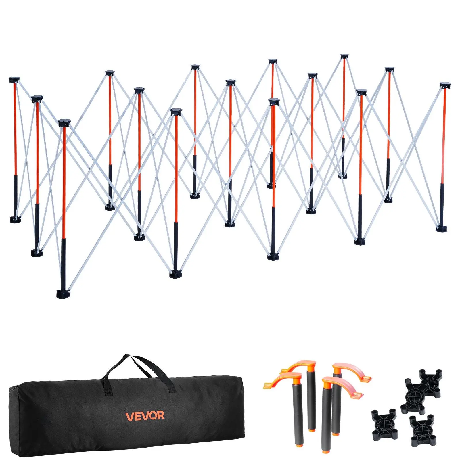 【Summerfinds】VEVOR Sturdy L-Shape Portable Foldable Workstand, 8ft x 4ft Rectangular Reinforced Tube Aluminium Workbench, 6000 lbs Capacity, Nuts & Bolts Included, Quick Set Up, Storage Bag, No Table Top, Space-Saving Fully Assembled for Garage Workshop