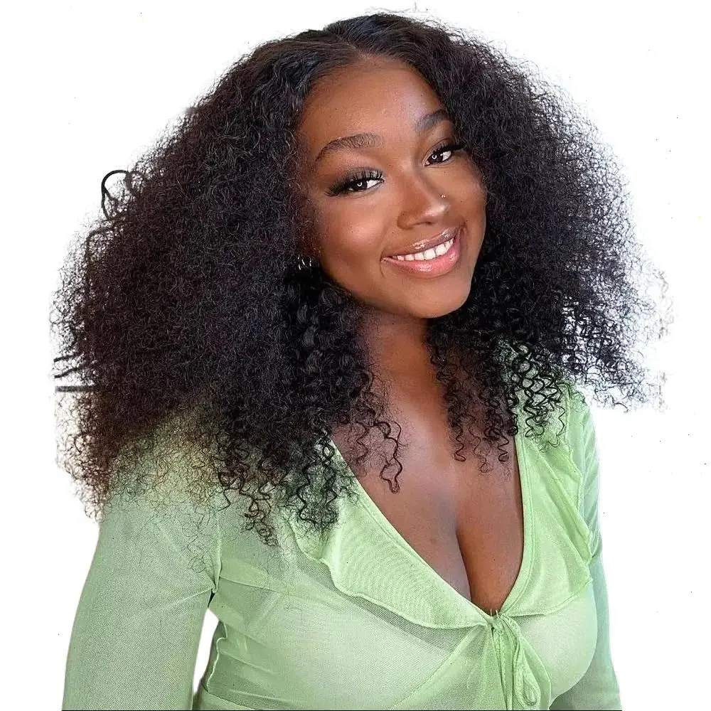 【wigs human hair】4C Hairline Kinky Curly Half Wig |  Human Hair | Flip Over Drawstring | Natural 3C/4A Blend | Glueless Snug 3-in-1 Fit | No Lace No Gel | Beginner Protective | 14" Workout-Ready Style
