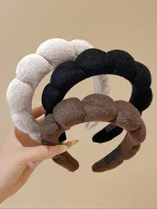 Solid Color Fluffy Hair Hoop, Soft Headband, Cute Wide Band Hair Hoop for Women & Girls, Fashion Hair Accessories for Daily Wear, Party, Commuting, Vacation