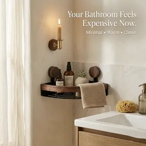 1Walnut Bathroom Corner Shelf | Luxury Hotel Aesthetic Shower Storage