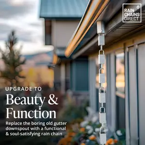 Rain Chains Direct - Square Link Rain Chain - 8.5 FT - Durable Milled Aluminum - Premium Rain Chains for Gutters
