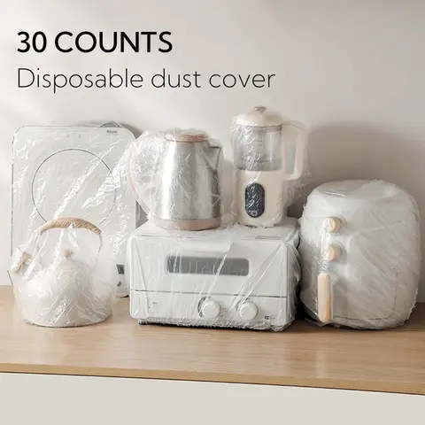 30 Counts Clear Disposable Dust Cover,Thickened Appliance Dust Covers for Kitchen Household Furniture，Dustproof with Elastic for Air Fryer, Blender, Oven, Pressure Cooker, Coffee Maker,  Toaster,Slow Cooker Accessories