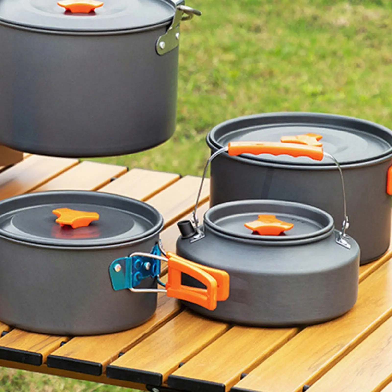 3-Piece Camping Cookware Set, Lightweight Aluminum Alloy Non-Stick Pot, Pan & Kettle for Outdoor Hiking and Backpacking, 3‑Pc For Camping