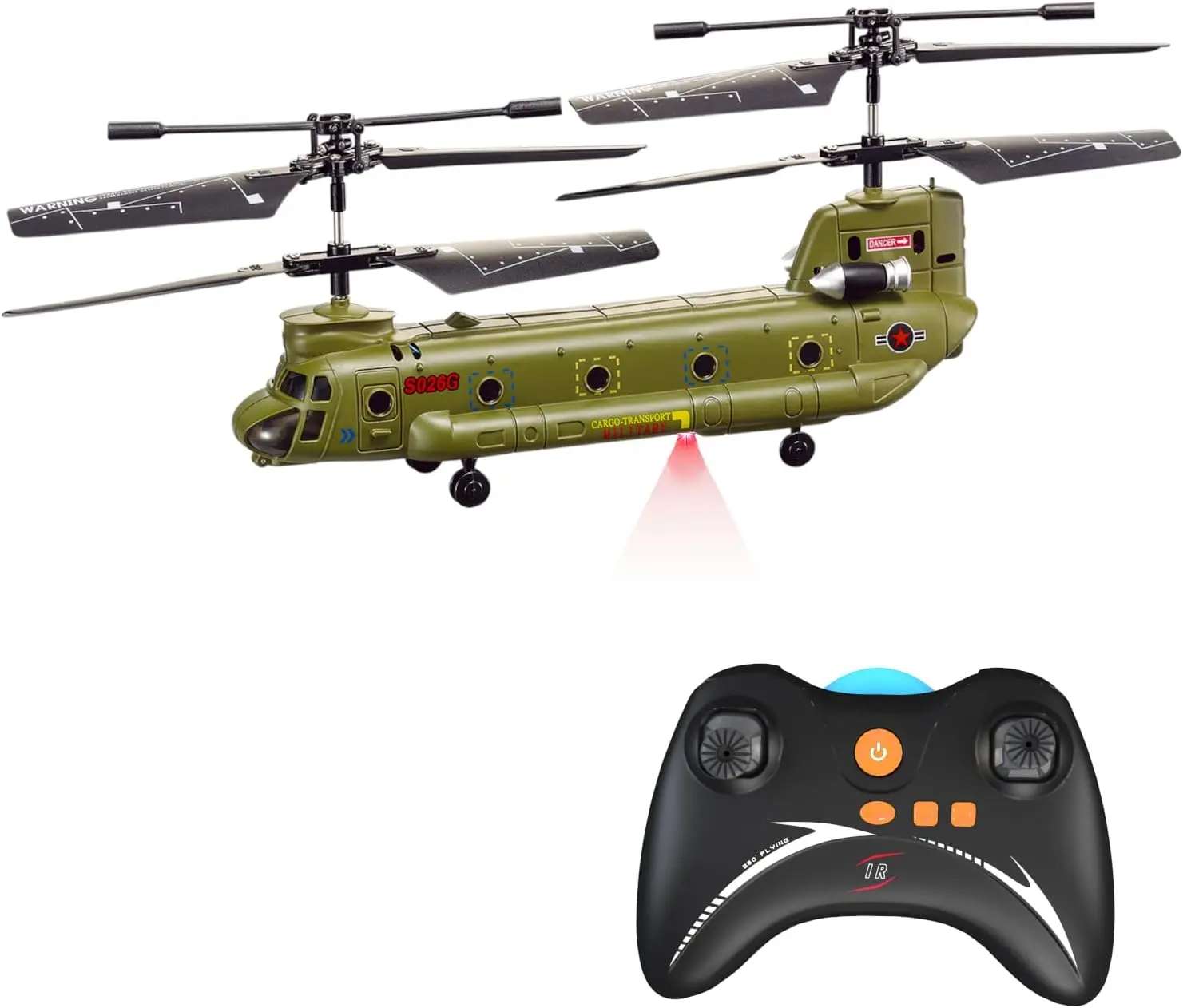 Chinook CH-47 RC Helicopter SYMA S026G - US Army Tandem-Rotor Cargo Transport Military Model, 3CH Infrared Gyro Ready-to-Run Remote Control Flight Toy for Teens, Fun Gift for Birthday, Thanksgiving, Saint Patrick's Day,