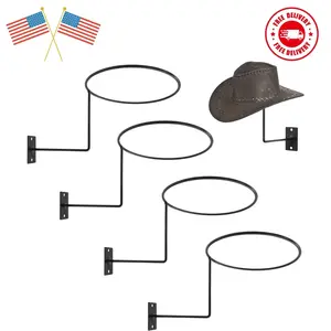 Pack of 4 Metal Hat Holder Wall Mounted Cowboy
