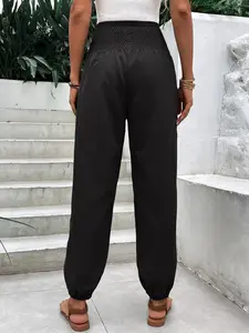 Elastic Waist Loose Fit Harem Pants with Large Pockets, Womenswear, Comfortable and Stylish, Perfect for Daily Wear, Versatile and Trendy, Casual Fitted Trousers