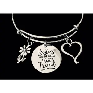 Sisters Make the Perfect Best Friends Adjustable Bracelet Silver Expandable Charm Bracelet Bangle Trendy Gift