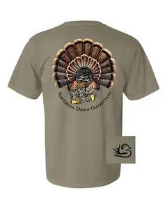 Southern Down Outfitters Camo Turkey Fan Graphic T-Shirt, Soft Breathable Fabric, Casual Unisex Top for Hunting, Outdoor Enthusiasts