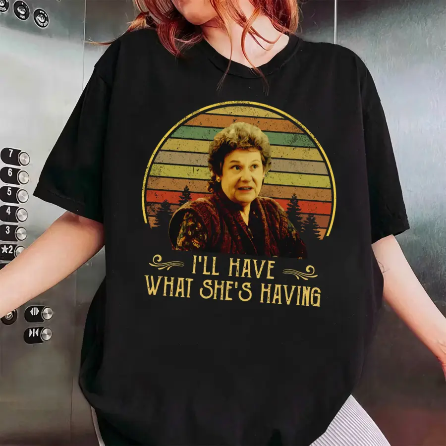 I’ll Have What She’s Having Shirt, When Harry Met Sally Shirt, Iconic 80s Romantic Comedy Quote Tee, Vintage Movie Lover Gift, Retro Film Aesthetic Unisex T-Shirt