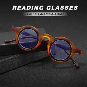 Round reading glasses blue light blocking, spring hinge reading glasses for ladies and gentlemen's eyes tired anti-glare reading glasses , suitable for reading books, phones, office, gift-giving best choice, Reading Eyeglasses
