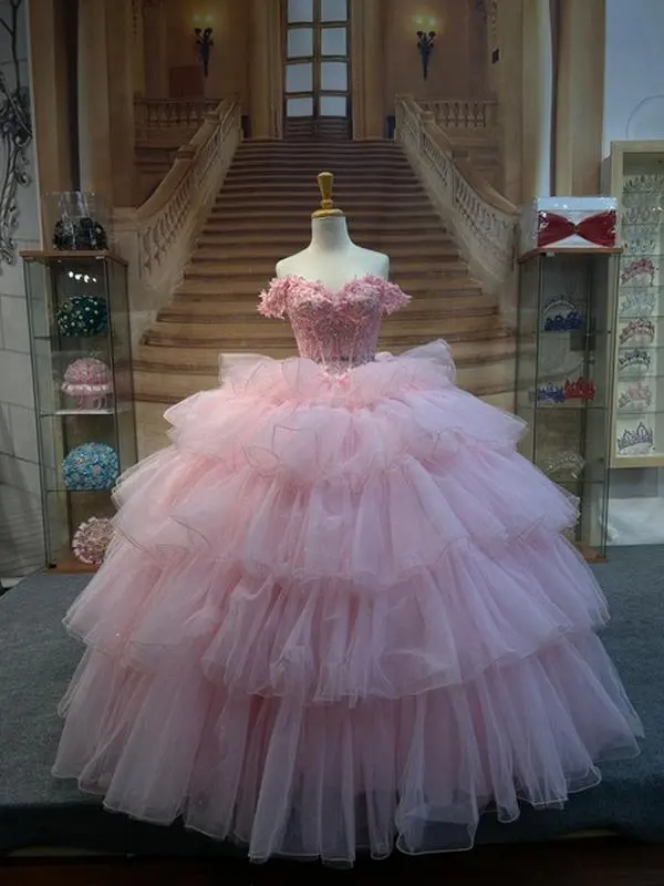 (Live 3) Ruffled quince Pink Dress with delicate Tulle fabric
