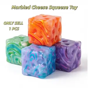 Flow Pattern Cheese Squishy Toy, Malt Sugar Filled, Slow Rebound Soft Gel, Squeezeable Square Cheese Block, Sensory Gift