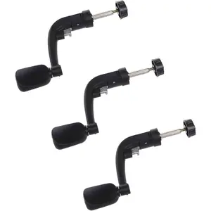 3pcs Plastic Rotatable Fishing Reel Power Handle Grip Crank Arm Spinning Reel Folding Rotary Knob Repair Parts Black