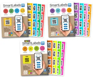 SmartLabels Original Modern & Neon Color Combo 48 QR Code Labels for Storage Organization & Index Dividers