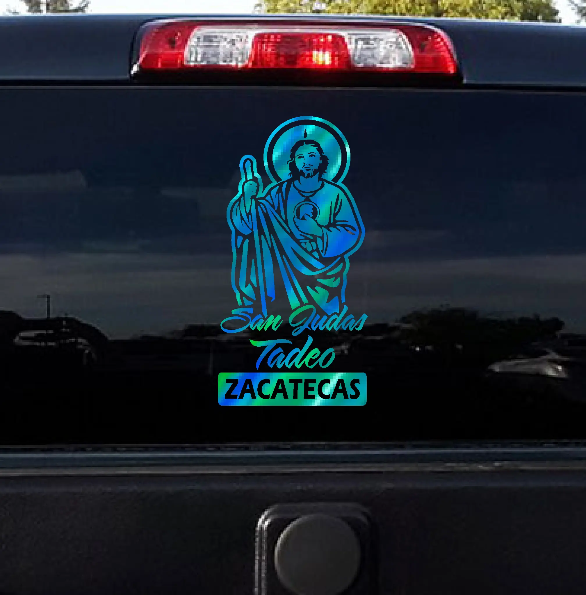 Sticker San Juditas estados Mexico holographic - Adhesive Vinyl Decal:  san judas tadeo- Sanjuditas for Motorcycle, Car, Boats, Glass Doors and Walls | Different Sizes and Colors Available | Easy installation