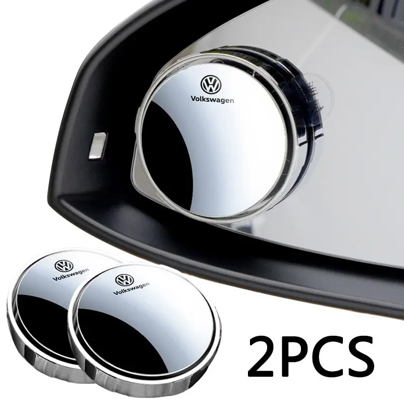 2pcs 360 Degree Adjustable Blind Spot Mirror, Car Auxiliary Rearview Convex Mirror, Round Frame Wide Angle Mirrors for Vw Gti Scirocco Polo T5, Car Accessories