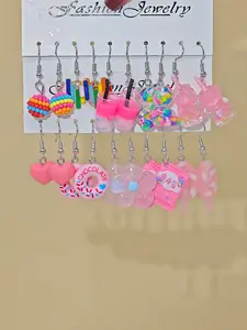 20pcs Fun Series Earring Set, Dangle Earrings, Donut Lollipop Bear Milk Tea Birthday Gift, Holiday Gift, Cute and Unique Jewelry for Women, Fashion Accessories