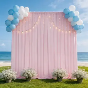 2 Panels 5x10ft Pink Fabric Backdrop, Smooth Draping Polyester with Weightless Fall for Romantic Wedding Arch, Sweetheart Table, Party, Wall Decor
