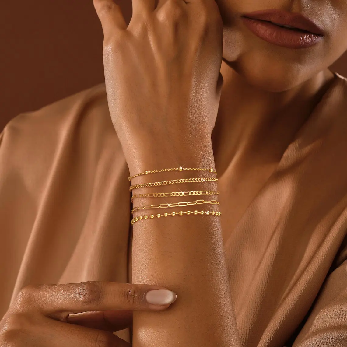 Pancert Bracelets for Women, 5-Piece Dainty Gold & Silver Tone Bracelet Stack with Geometric Zircon Charms, Trendy Adjustable Jewelry, Birthday Gift, Trendy Fashionable Accessories, Gold Aesthetic, Chain, Unisex, Trendy Stack Bangle, Jewelry Stack