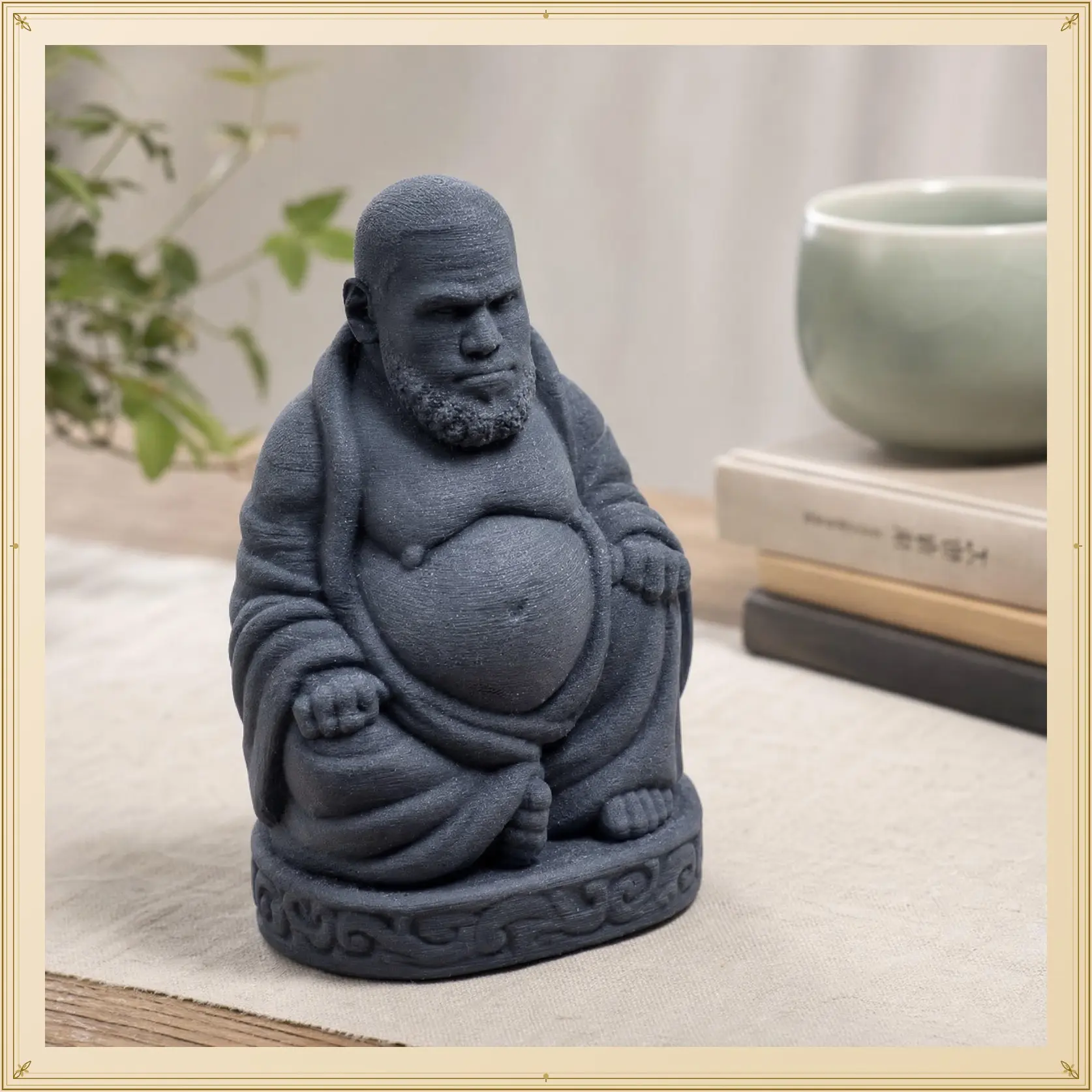 LeBron James Buddha Gag Statue 3D Printed Collectible Decor Figure Funny Matte Gray Display Collectible Figurine Religious Ornaments