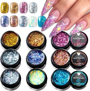 Glitter Gel Nail Polish Set - 9 PCS Holographic Sparkle Effect Chunky Gift Gloss Sequin 5ml Volume Manicure Cutics Cosmetic